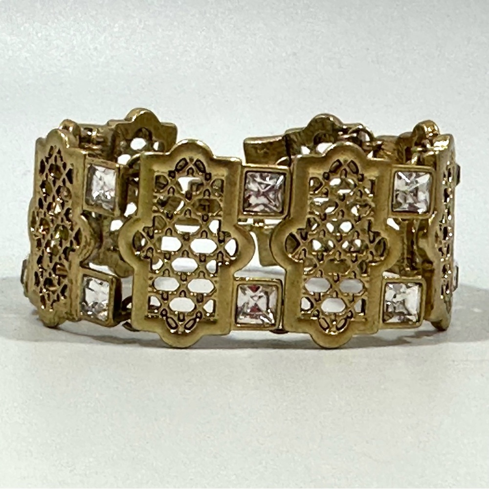 Lia Sophia Kiam Collection Marrakesh Filigree Open Work Panel Crystal Bracelet